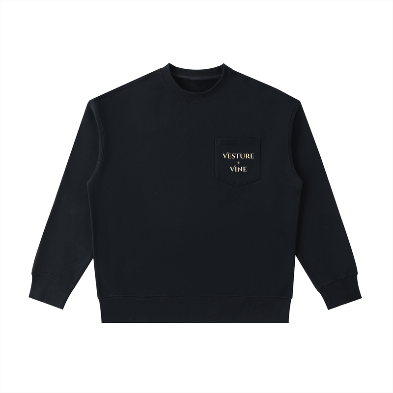 Vesture+Vine: Heavyweight Patch Pocket Crewneck Sweatshirt